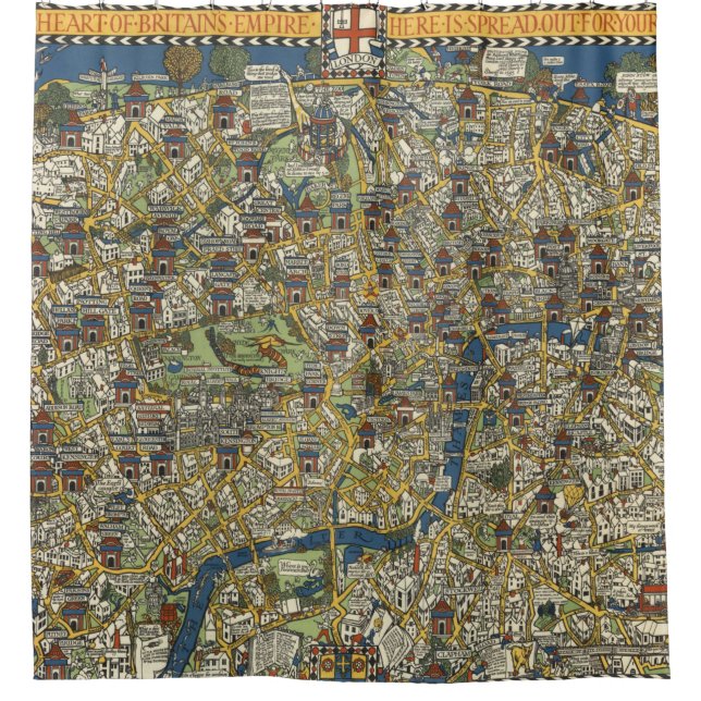 Vintager Reiseführer von London Duschvorhang (Vorderseite)