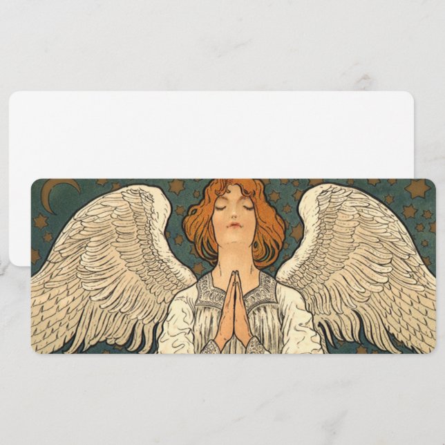 Vintager religiöser Engel Gebet mit Goldstars Einladung (Vorne/Hinten)