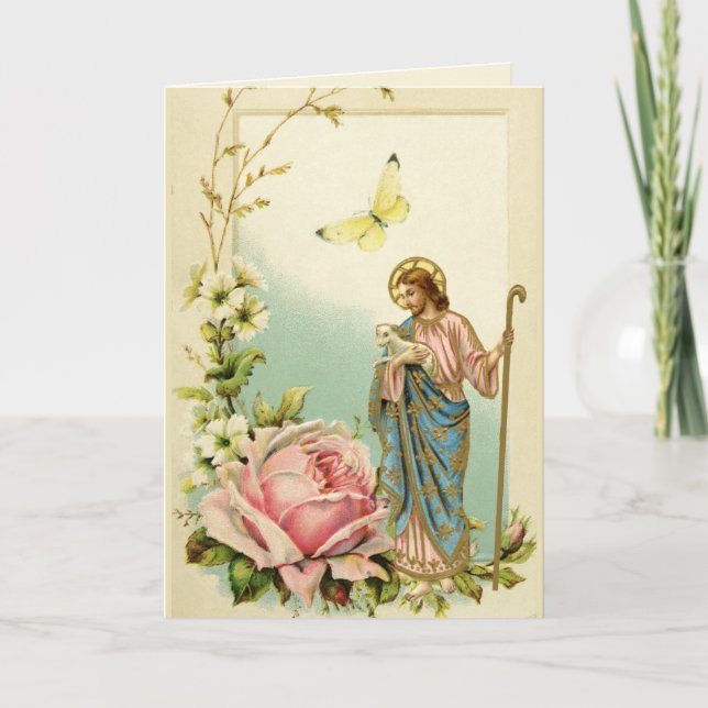 Vintager religiöser Jesus guter Schäferhund Karte (Vorderseite)