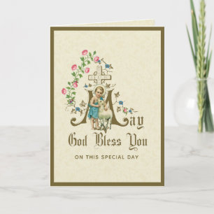 Vintager religiöser Jesus mit Lamm-Rose Feiertagskarte