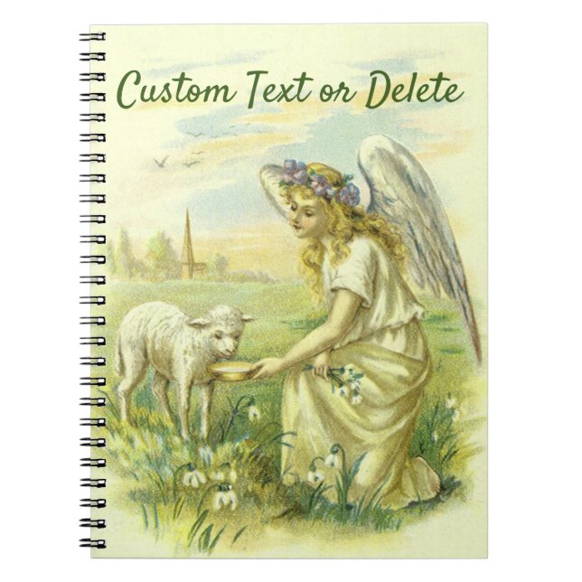 Vintager religiöser Osterngel mit Lamm Viktorianis Notizblock (Vorderseite)