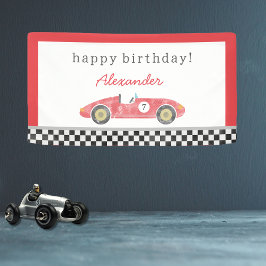 Vintager Rennwagen Geburtstag Banner