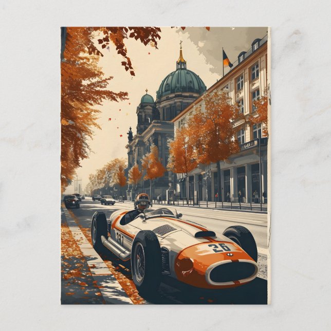Vintager Rennwagen in Berlin Postkarte (Vorderseite)