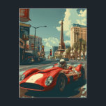 Vintager Rennwagen in Las Vegas Postkarte<br><div class="desc">"Mit unserer Vintagen Racing Car Postkarte erleben Sie den faszinierenden Geist des Las Vegas Strips. Diese nostalgische Karte verfügt über ein klassisches Rennauto vor dem zauberhaften Hintergrund der Stadt, die nie schläft. Die lebhaften Lichter von Las Vegas beleuchten die Szene und verleihen dem Vintagen Charme eine Touch Glamour. Schicken Sie...</div>