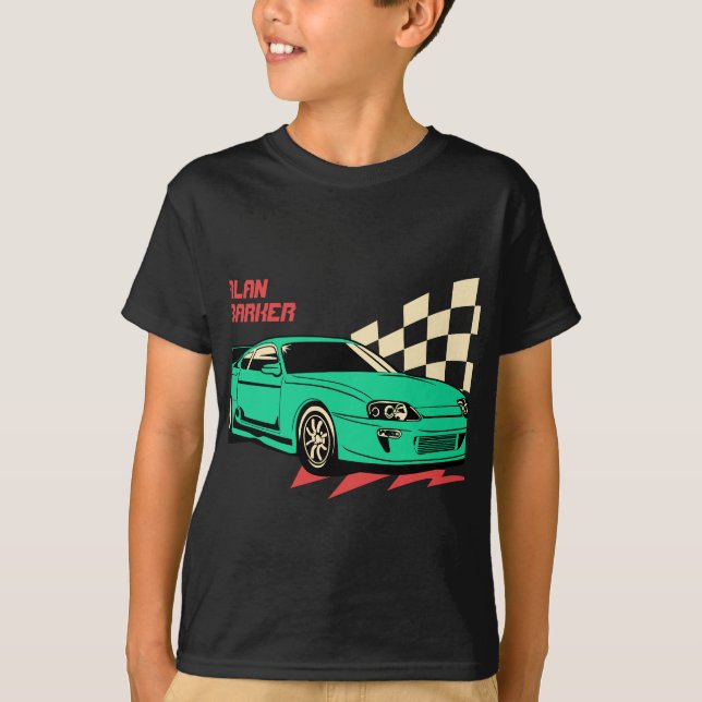 Vintager Rennwagen Kundenname T - Shirt (Vorderseite)