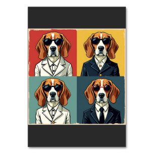 Vintager Rerto Beagle Dog 70er Style Sonnenbrille Tischnummer