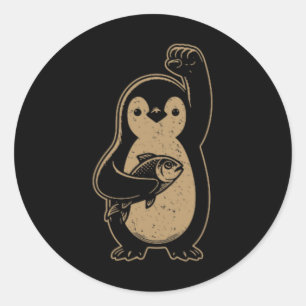 Vintager Resist-Pinguin-Aktivismus gegen Trump-Zöl Runder Aufkleber