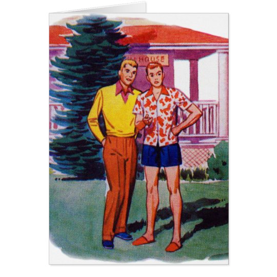 Vintager Retro 50er homosexuelle Mann-Bob und Rob Karte