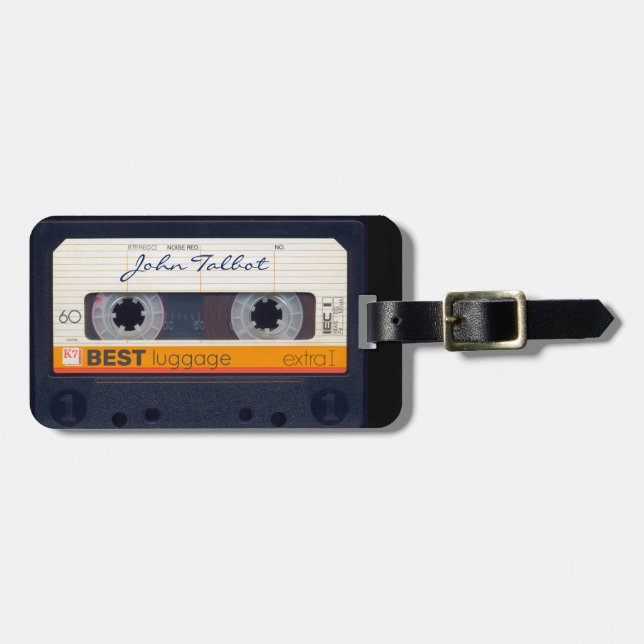 Vintager Retro-80er-Mixtape-Tag Gepäckanhänger (Vorderseite horizontal)