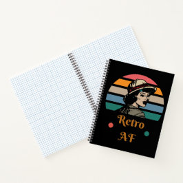 Vintager "Retro AF" Funny Rainbow Notizbuch