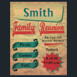 Vintager Retro-Ansammlung Wiedersehen-Flyer Flyer<br><div class="desc">Hier ist ein lustiges Grafikdesign im Vintagen Stil mit Retro-Farben gemacht. Textstil, -größe und -farbe können mit der Schaltfläche Anpassen geändert werden. Ideal für Wiedersehen, Picknick, Party, Grill oder zum Zusammensein. Auf der Rückseite gibt es viel Platz für weitere Details: Wegbeschreibung, Kontaktinformationen, was zu bringen ist, wen man anrufen kann...</div>