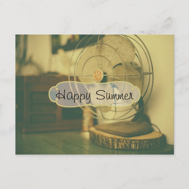 Vintager Retro Antique Fan Happy Summer Postkarte (Vorderseite)