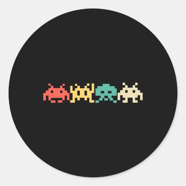 Vintager Retro-Arkade 2 des Videospiels Runder Aufkleber (Vorderseite)