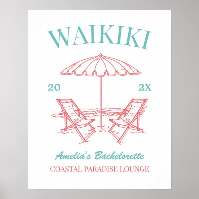 Vintager Retro Beach Junggeselinnen-Abschied Poster (Vorne)