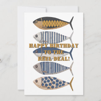 Vintager Retro-beängstigender Fisch, Geburtsdatum Feiertagskarte