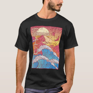Vintager Retro-Berg Fuji Waves Vaporwave 90er Jahr T-Shirt