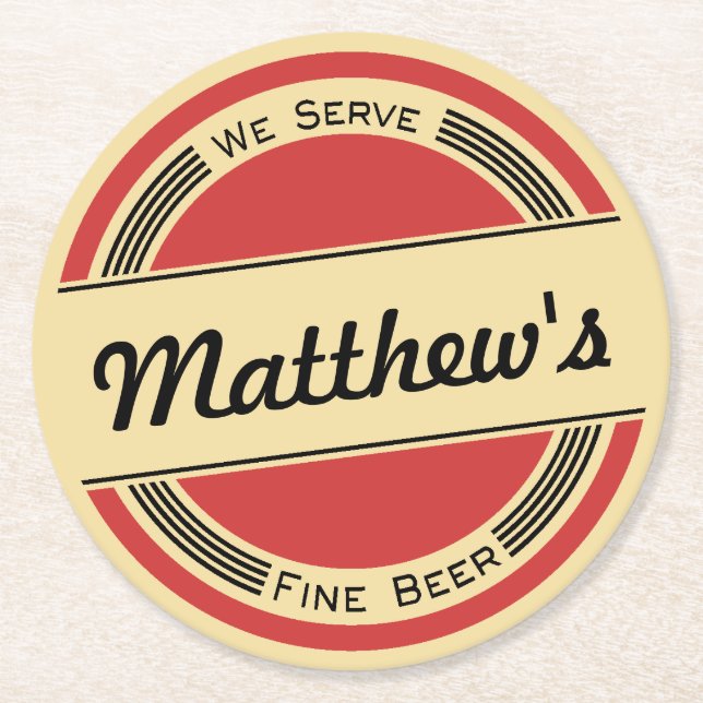 Vintager Retro Bier-Untersetzer Runder Pappuntersetzer (Vorderseite)