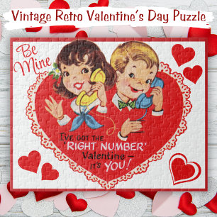 Vintager Retro Boy Girl Be Mine Valentine's Day