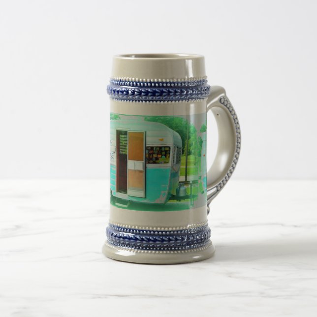 Vintager Retro-Camper Bierglas (VorderseiteRechts)