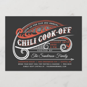 Vintager Retro-Chili Abkochen Einladungen