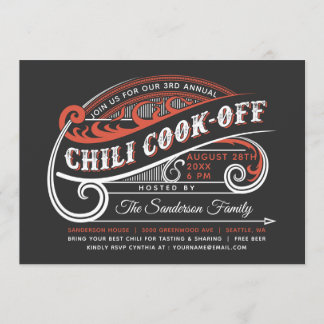 Vintager Retro-Chili Abkochen Einladungen