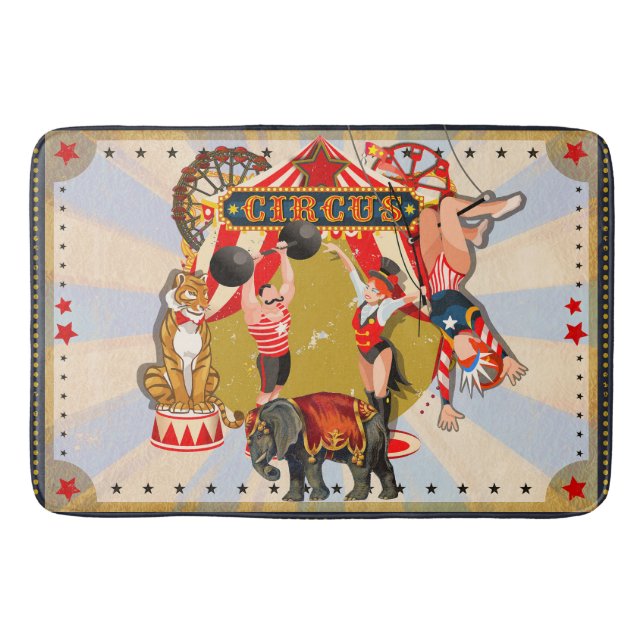 Vintager Retro-Circus Badematte (Vorderseite)