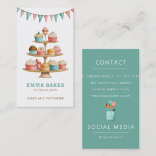 Vintager Retro Cupcake Stand Bäckerei Konditorei K Visitenkarte