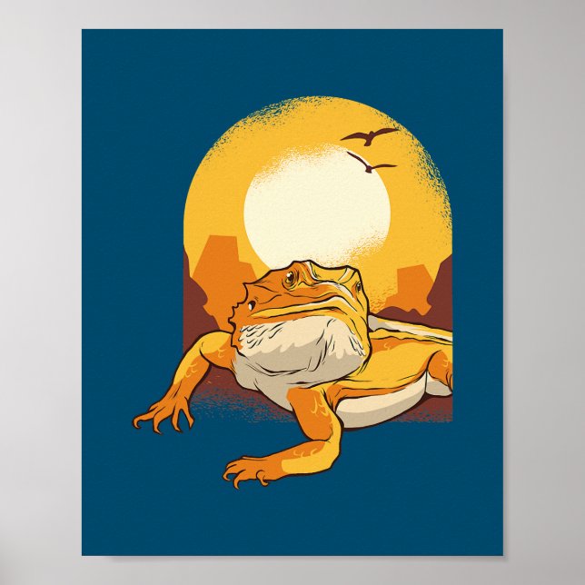Vintager Retro des Bartdrachen Poster (Vorne)