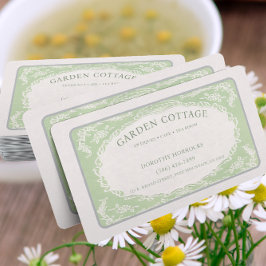 Vintager Retro Eleganter, grün geblümter Rahmen Visitenkarte