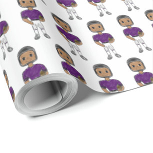 Vintager Retro-Fußballspieler lila Geschenkpapier