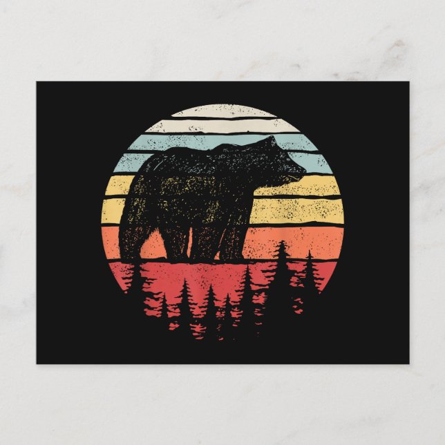 Vintager Retro-Grizzlybär Postkarte (Vorderseite)