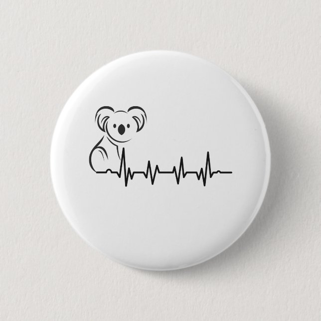 Vintager Retro Heartbeat Koala Animals Geschenk Button (Vorderseite)
