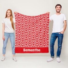 Vintager Retro-Herz- und Bows-Roter Valentinstag Fleecedecke