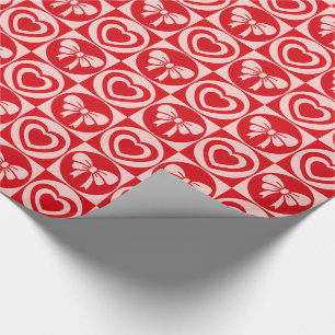 Vintager Retro-Herz und Bows-Valentinstag Geschenkpapier
