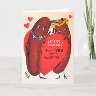 Vintager Retro HotdogValentine Feiertagskarte
