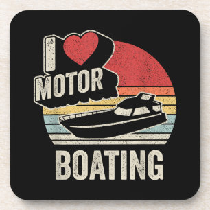 Vintager Retro I Liebe Motorboot Funny Boater Getränkeuntersetzer