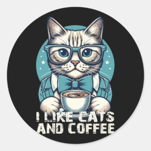 Vintager Retro-Katzenkaffee Runder Aufkleber