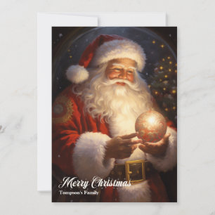 Vintager Retro-Klassiker Santa Claus mit Schneekug Feiertagskarte
