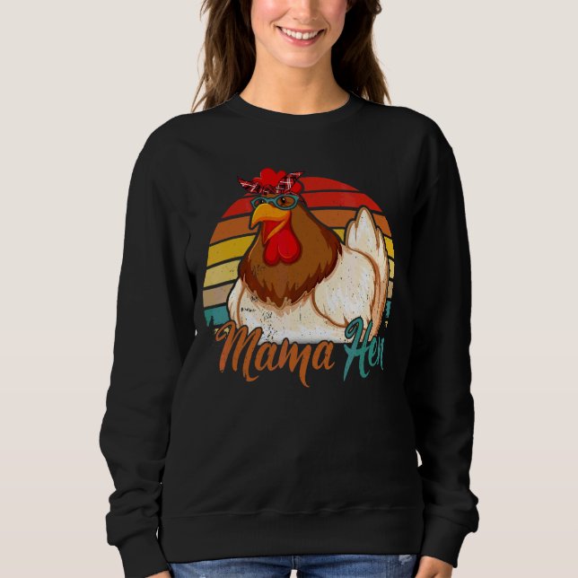 Vintager Retro Mama Hen Hühnermüttertag Sweatshirt (Vorderseite)