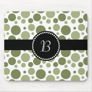 Vintager Retro-Monogramm-grüner Polka-Dot Mousepad