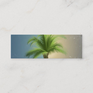 Vintager Retro Palm Tree Türkis Blaue Creme Sepia Mini Visitenkarte