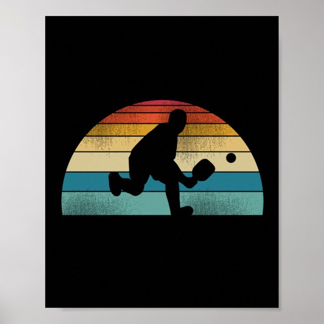 Vintager Retro Pickleball Sunset Poster (Vorne)