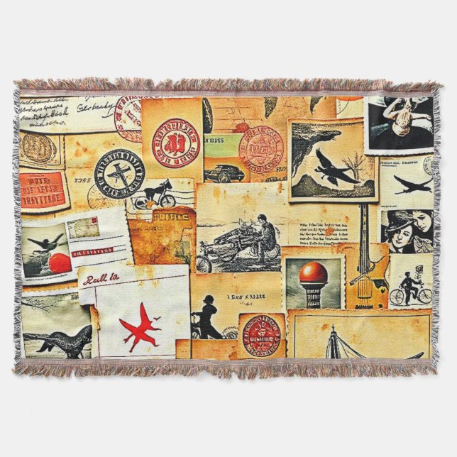 Vintager Retro Postkartenmix Decke (Vorderseite)