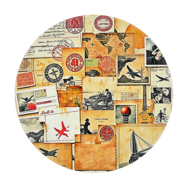 Vintager Retro Postkartenmix Schneidebrett (Vorderseite)