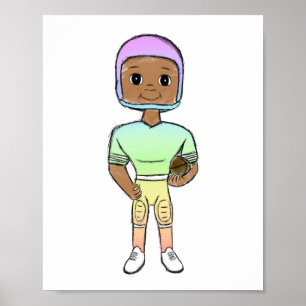 Vintager Retro-Regenbogenfußballspieler bunt Poster