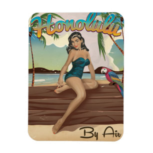 Vintager retro Reisedruck Honolulus Magnet