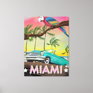 Vintager retro Reisedruck Miamis Leinwanddruck