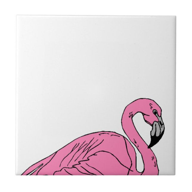 Vintager Retro rosa Flamingo-Vogel auf weißer Fliese (Vorderseite)