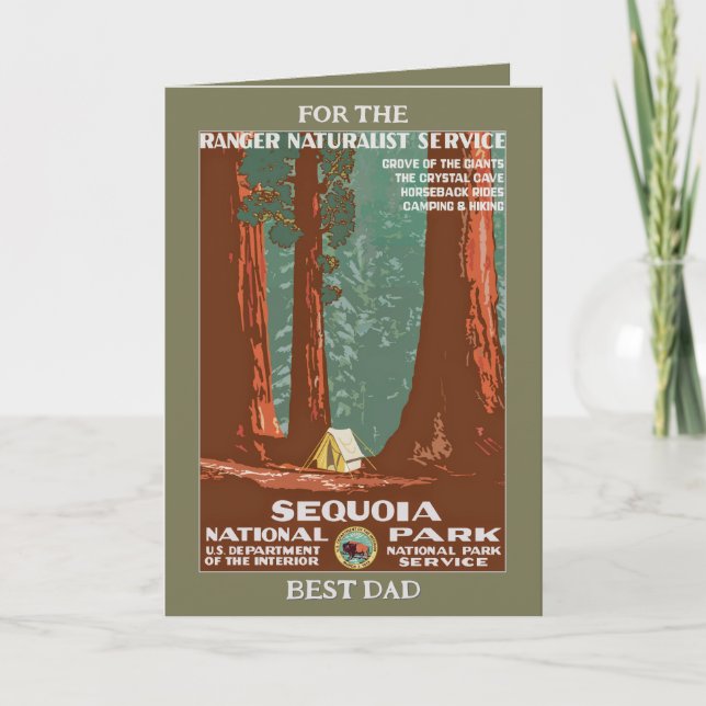 Vintager Retro Sequoia Nationalpark Vatertag Karte (Vorderseite)