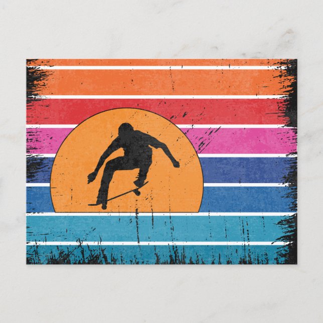 Vintager Retro-Skateboard-Skater Skateboarder Postkarte (Vorderseite)
